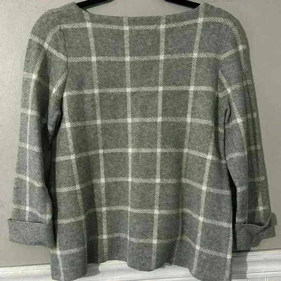 Cynthia Rowley Window Pane Cuffed Sleeve Sweater size M - Picture 6 of 6